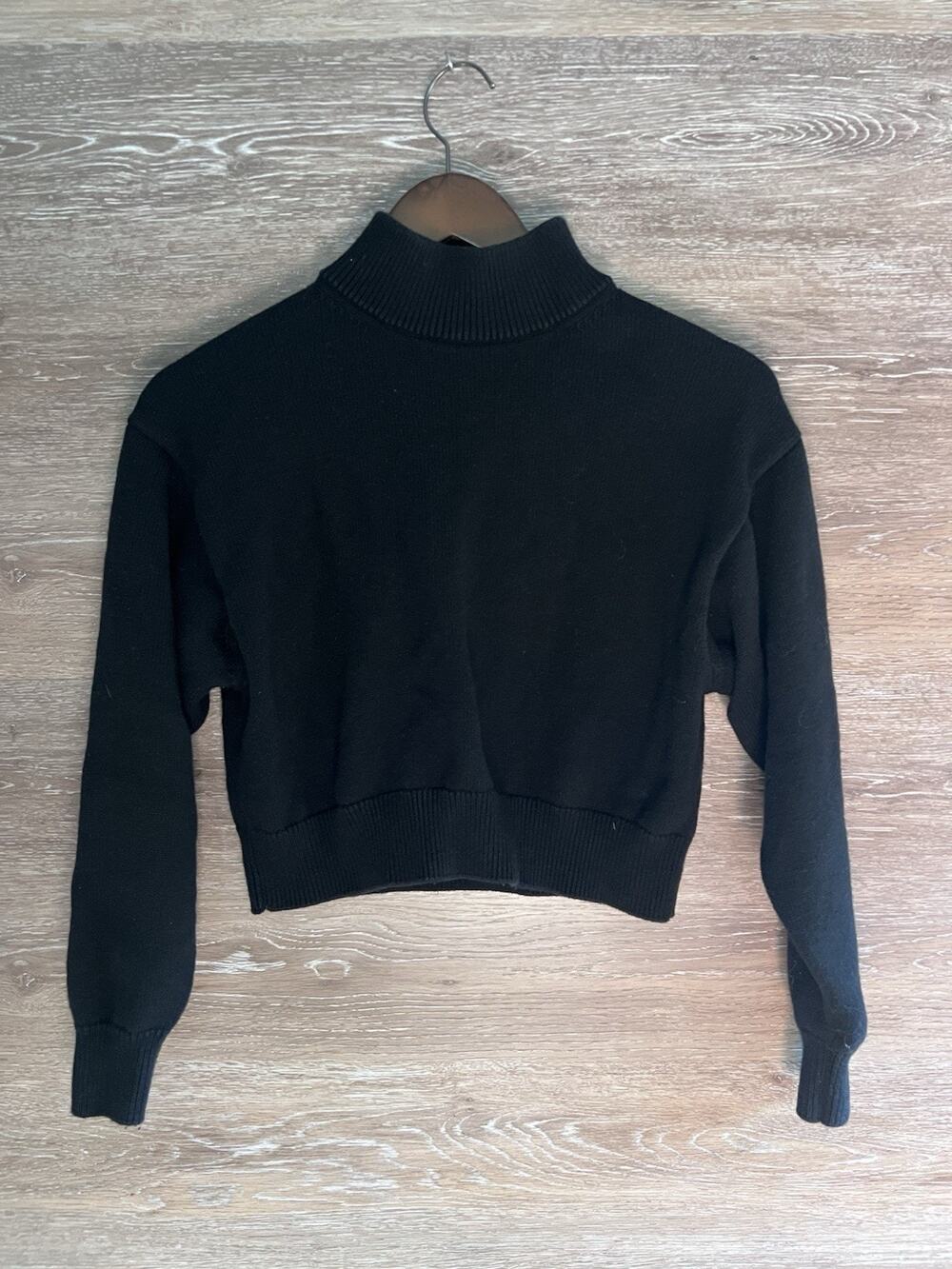 WILFRED FREE Artizia Black Cropped Turtleneck 100% wool sweater Women Size XL